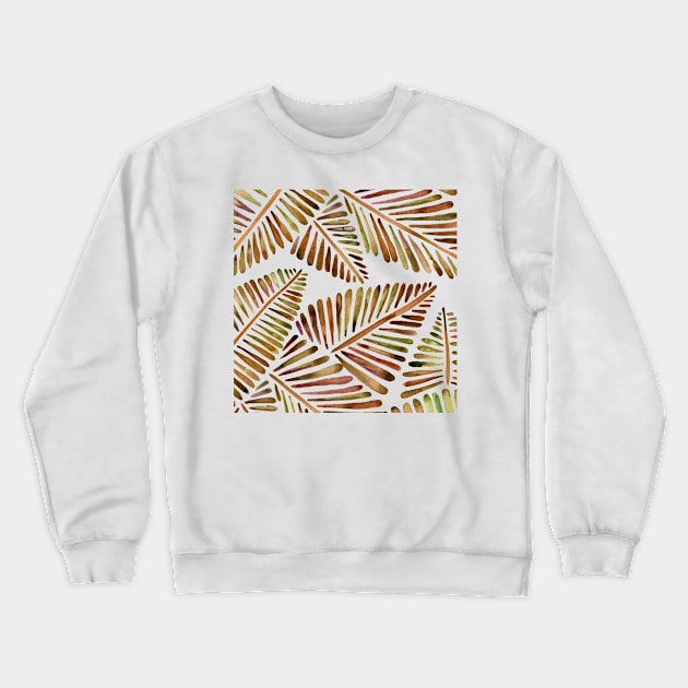 Sepia Banana Leaves Pattern Crewneck Sweatshirt by CatCoq